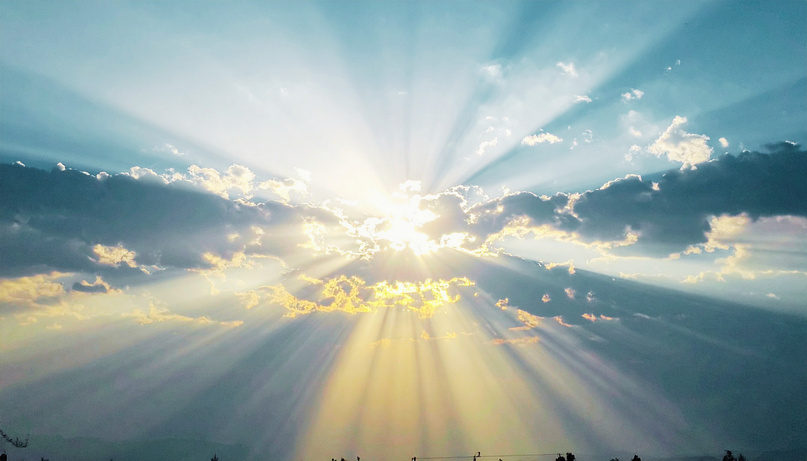Sunlight breaking through clouds